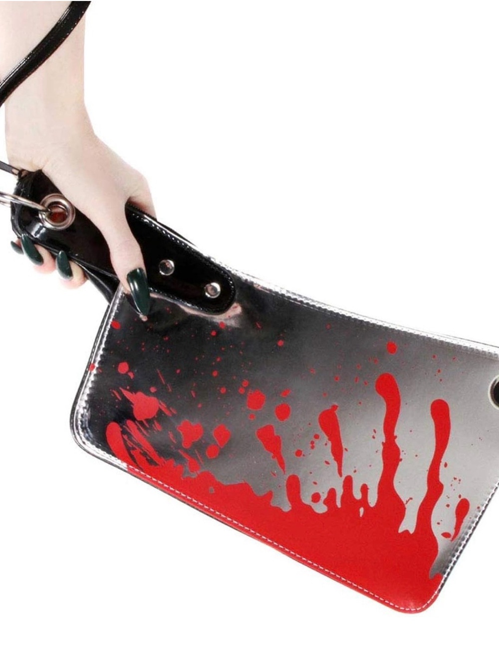 Kreepsville 666 Cleaver Clutch with Red Splatter Accent Women’s Silver